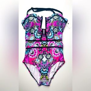 One-Piece Adjustable Halter Swimsuit NWT